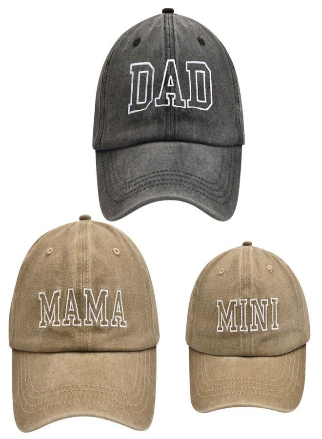 ZUYYON 3 Pcs Parent-Child Baseball Hats Adjustable Mama Dad Mini Daughter Son Embroidered Cap Matching Retro Family Hats Black, Khaki - Image 1
